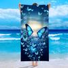 Dreamy Night Sky Blue Butterfly Print Beach Towel Soft Quick Dry Absorbent Sand Free Swim Towel Summer Vacation Beach Blanket