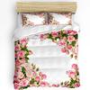 Pink Rose Flower Bouquet White Bedding Set 3pcs Duvet Cover Pillowcase Kids Adult Quilt Cover Double Bed Set Home Textile