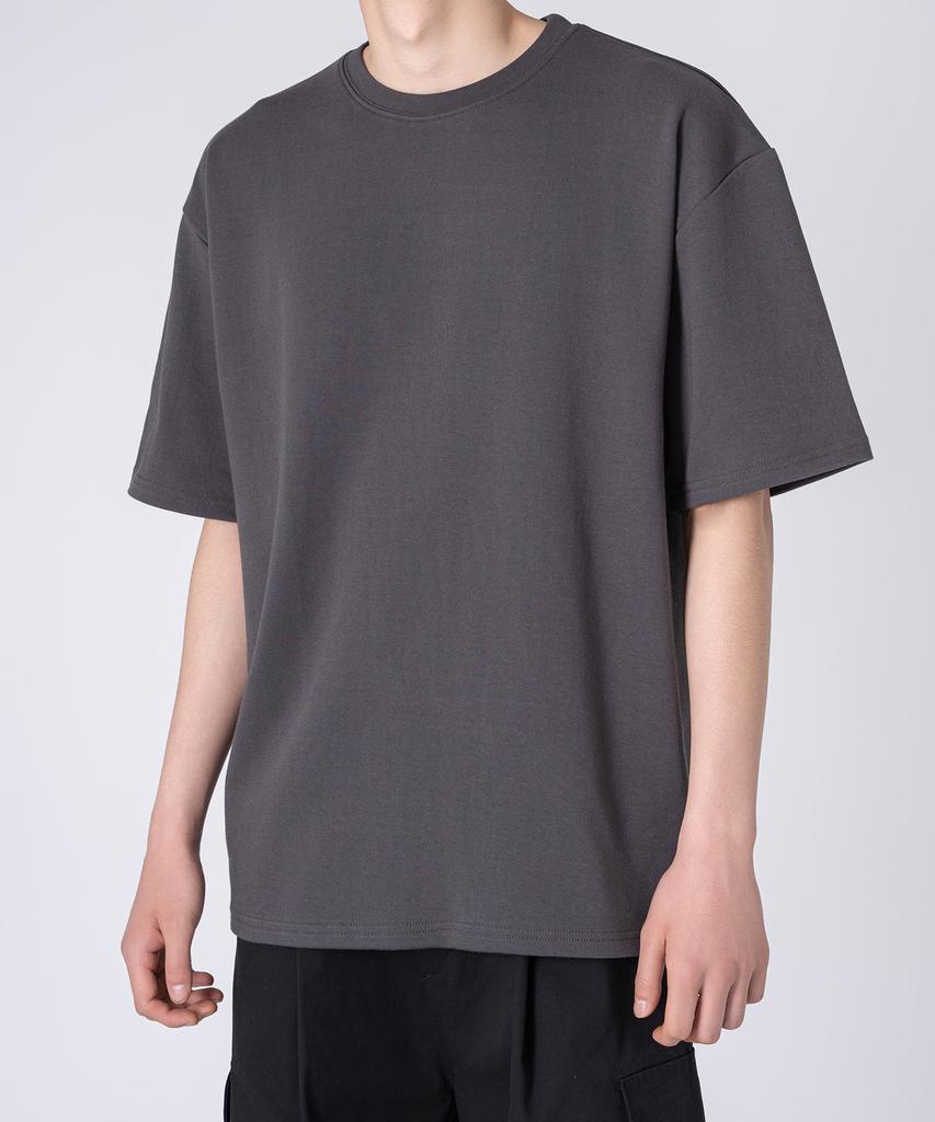 UNDEROFF Oversized Crew Neck Plain Short Sleeve T-Shirt Dark Gray