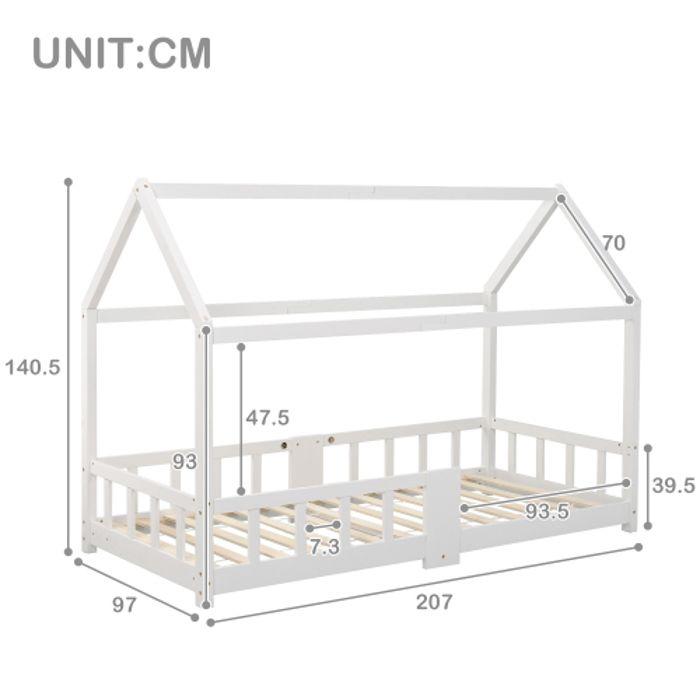 Children's Bed - MUVOE - 90 X 200 Cm - Solid Wood - Fall Protection - Easy Assembly