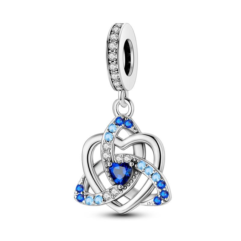 Blue Series Charms Copper Beads Butterfly Lovely Cat Heart Charms Fit Diy Original Bracelet Pendant For Women Jewelry Making
