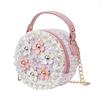 Lovely Flower Princess Messenger Bag for Toddler Girls Kids PU Pearl Coin Purse Shoulder Bag