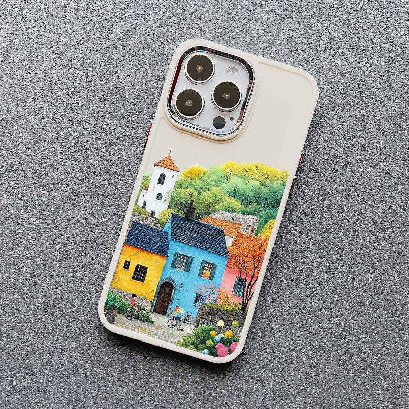 Ville Paysage Pittoresque Coque de Téléphone en Silicone Pour iPhone 16 15 14 Pro Max Plus 11 12 13 Pro Max 7 8 Plus SE2 XS X XR Coque Arrière