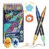 1BOX/12pcs/24pcs/36pcs/48pcs Double Head Flash Pen Marker Soft Head Double Color Hair, Painting Flash Pen Watercolor Pen Stationery