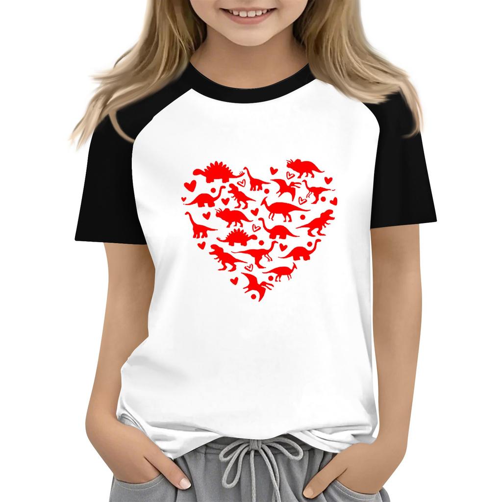 Tops For Youth Girls 4-16 Years Round Neck Short Sleeve Trendy Tops
