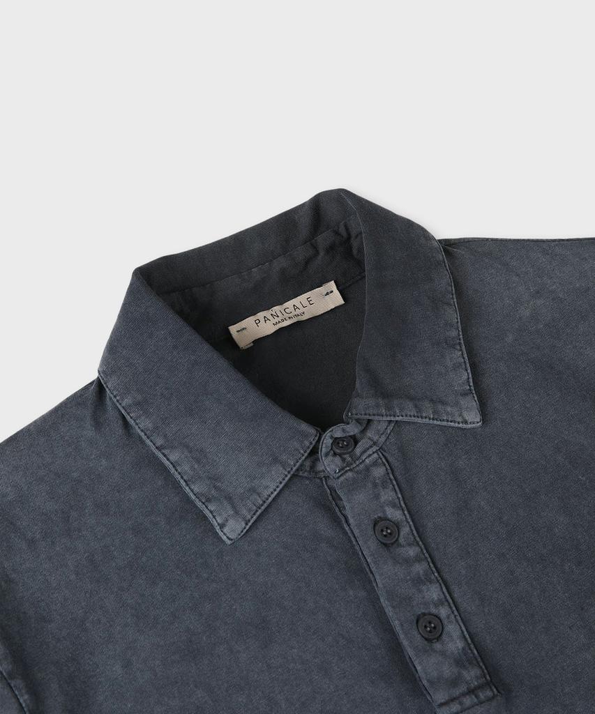 PANICALE Blue Vintage Dyed Short Sleeve Polo Shirt