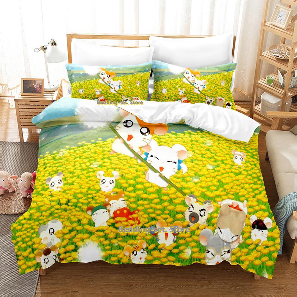 New Hamtaro Bedding Set Single Twin Full Queen King Size Bed Set Adult Kid Bedroom Three-Piece Suits 3D Print Anime Bed She