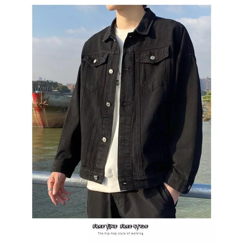 Spring Casual Denim Jacket Men's Trendy Brand All-match Jacket Male Student Tops Trendy Denim Jacket Men