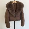 Women's Short Winter Faux Fur Collar Duck Down Jacket