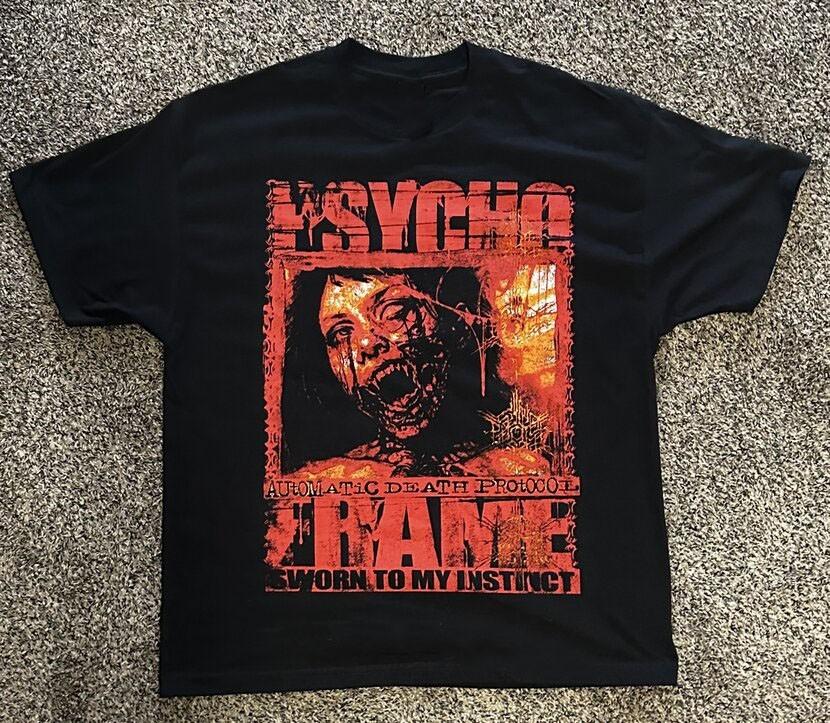 VTG Psycho-Frame Band Gift For Fans Heavy Cotton Black T Shirt UR824