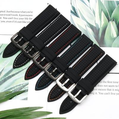 New Breathable Silicone Sports watchBand 18mm 20mm 22mm 24mm For Any Watch Rubber Wrist Strap Soft Waterproof Men's Accessories