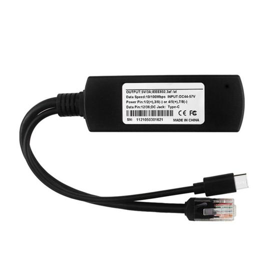 Gigabit POE Splitter 5V 3A Type-C RJ45 Συμβατό με IEEE802.3af/at 10/100/1000Mbps Power Over Ethernet Splitter Adapter για Κάμερα Ασφαλείας CCTV