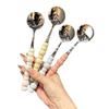 Linguriță rotundă din oțel inoxidabil plasă roșu auriu Cina cu mâner lung, amestecând linguri de desert pentru accesorii de bucătărie, gadgeturi