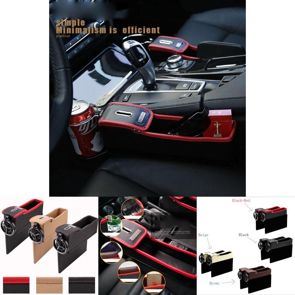 Premium PU Leder Auto Sitz Aufbewahrungsbox Stilvoller Münzsammler und Getränkehalter