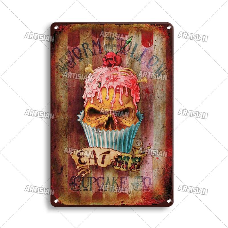 Rostige Kakao- und Schokoladen-Metallplakette Vintage-Poster Metallblechschild Retro Eisdiele Metallplatte Heimbar Café Industriedekor