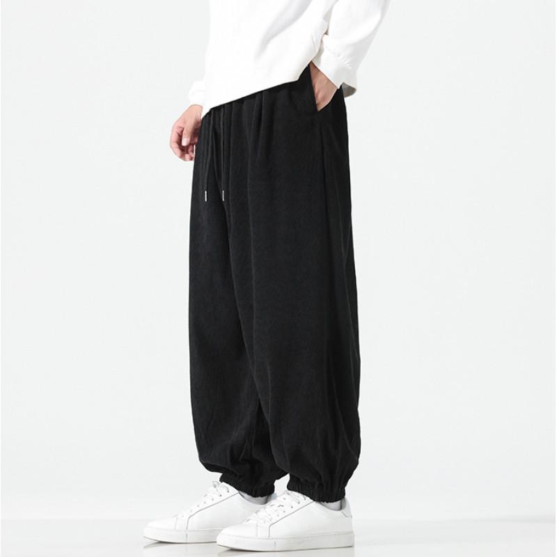 "Heren Corduroy Wijde Joggingbroek in Chinese Stijl - Losse Pasvorm, Grote Maten"
