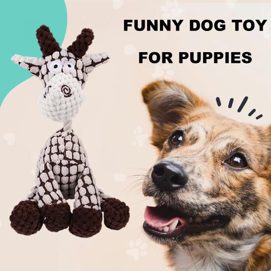 Squeaky Plush Dog Toy Interactive Stuffed Animal Toy Plush Donkey Dog Chew Toy with Squeaker Indestructible Puppy Teeth Cleaning Toy