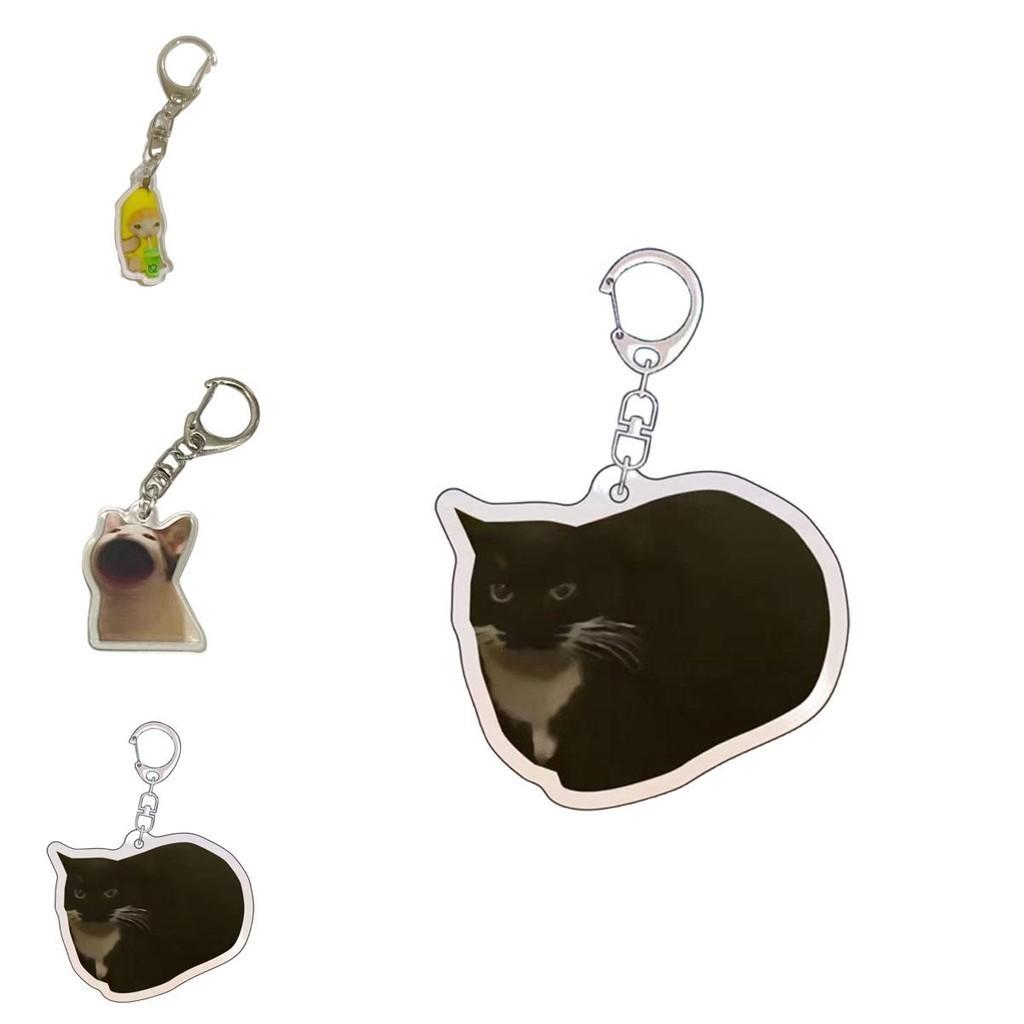Portachiavi Gatto Banana Carino Ciondolo Divertente in Acrilico per Amanti dei Gatti Altezza 3,5 cm
