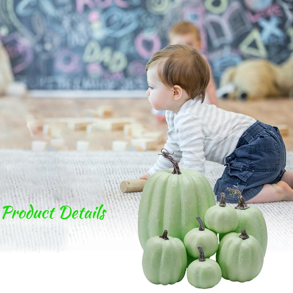 7Pcs Pumpkin Model Artificial Crafts Fall Thanksgiving Party Decoration Halloween Pumpkin Set Fall Harvest Table Halloween Decor