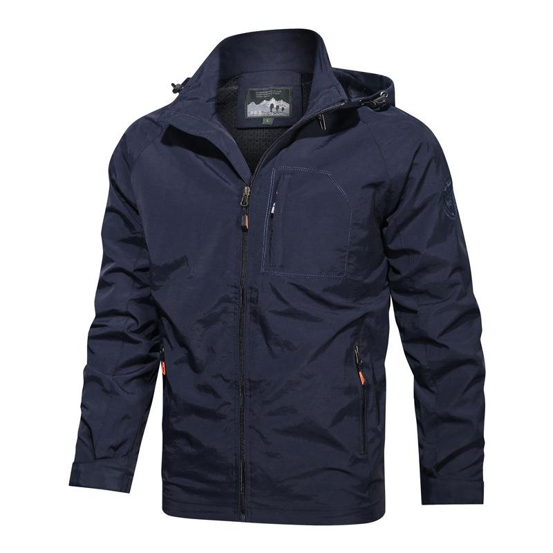 Men's Spring Jacket Casual Hooded Jacket Spring and Autumn Men's Jacket Solid Color Autumn Hooded Top