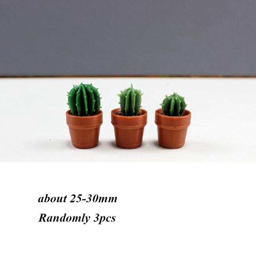 3Pcs 1:12 Dollhouse Miniature Potted Plant Multistyles Mini Green Leaves Plant Pot Bonsai Garden Home Model
