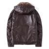 Winter Men 'S Pu Casual Leather Jacket Plus Velvet Thick Fashionable Hooded Jacket