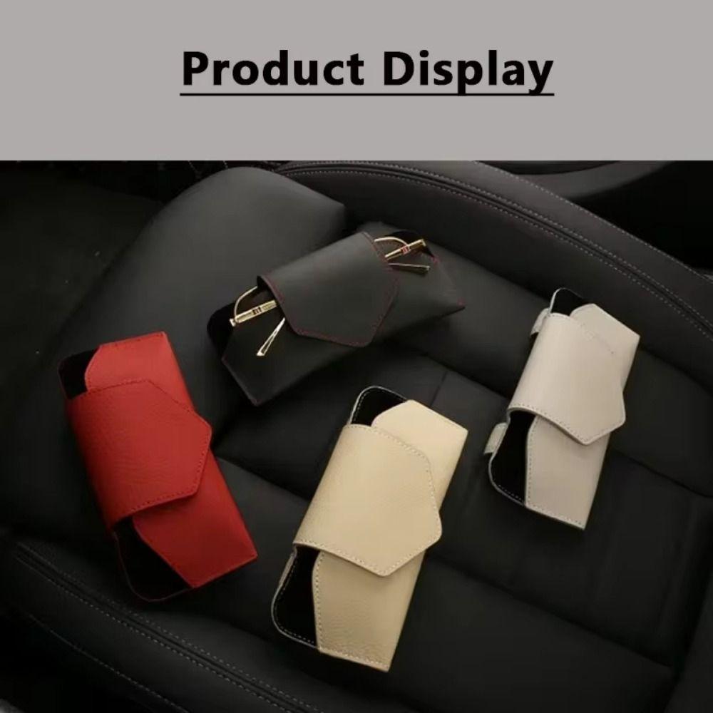 Sunglasses Clip Car Glasses Case PU Leather Auto Sun Visor Glasses Holder Car Interior