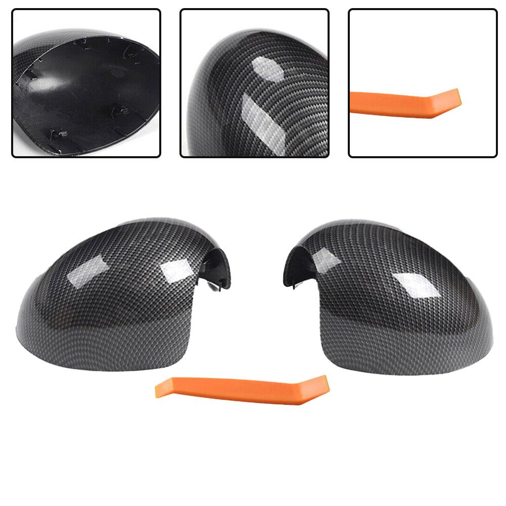 2X Rearview Mirror Cover For Mini Cooper R55 R56 R57 R58 R59 R60 R61 Carbon Fiber Mirror Cover Cap Plastic Exterior Car
