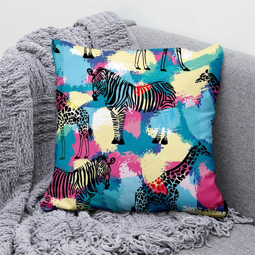 Just Floral Animal Velvet Cushion Cover, Decorative Pillowcase, Pillow for Home, Sofa, Bedroom, Car, Wolf, Cow