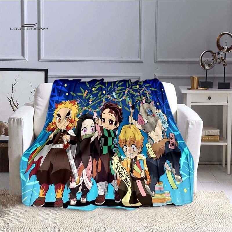 LOUSIDREAM Demon Slayer Blankets for Beds Home Travel Adult Flannel Blanket for Couch Bed Living Room Sofa Child Keep Warm