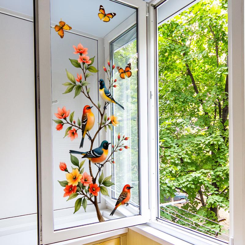 Baum Ast Vogel Schmetterling Aufkleber Fensterfolie Schmetterling Decal Glastür Dekoration Home Kühlschrank Aufkleber Elektrostatischer Aufkleber