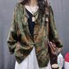 Women's Retro Ethnic Style Distressed Printed Cotton-Linen Jacket for Spring 2026