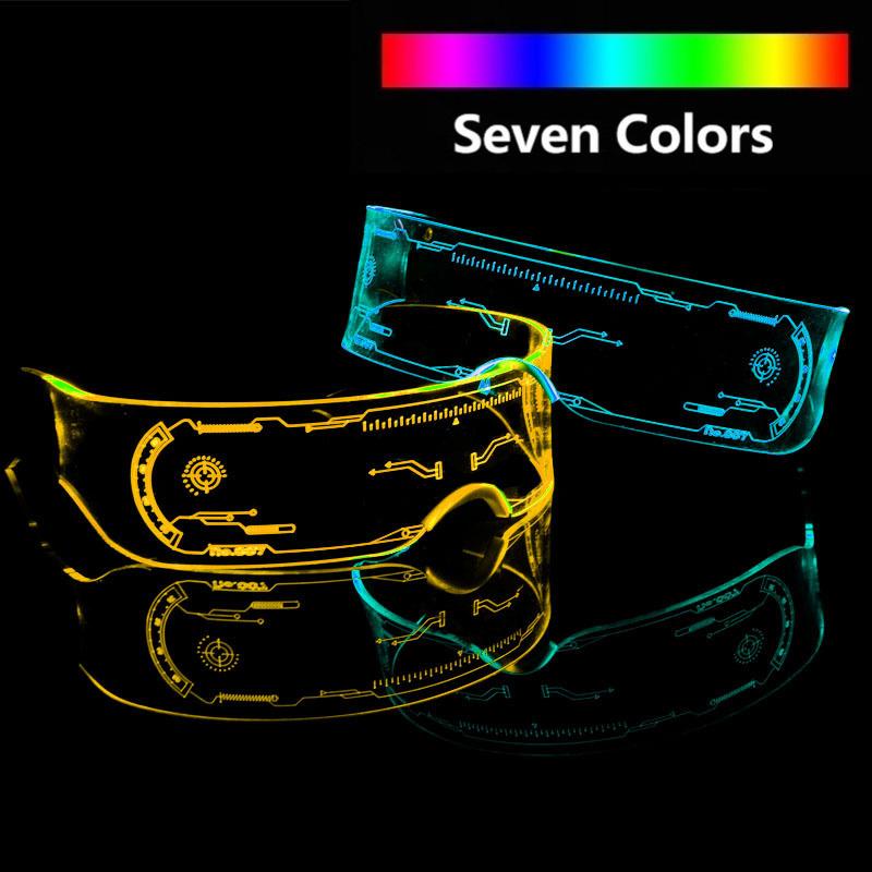 LED Lichtgevende Zonnebril Vintage Punk Goggles Mannen Vrouwen Fashion Party Kerst Kleurrijke Light Up Bril Shades UV400