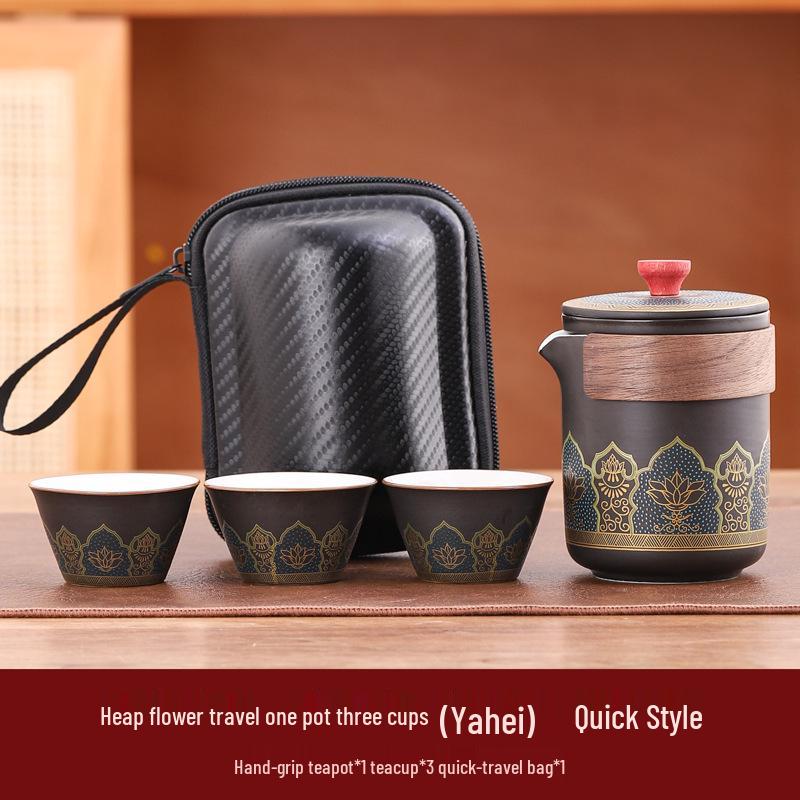 Portable Outdoor Kung Fu Tea Set - Engraved Logo for Business Gifts