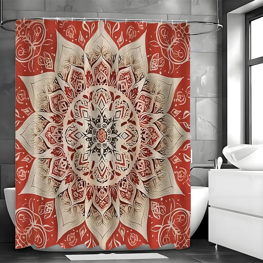 Kaleidoscope Pattern Shower Curtain, Bathroom Decorative Shower Curtain, Waterproof Shower Curtain with Hooks