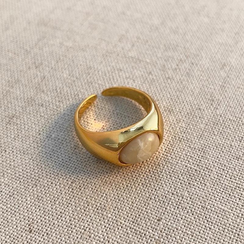 Vintage Brown Tiger Eye Stone Open Ring for Women Irregular Round Personalized Finger Ring Design Sense Jewelry Gift