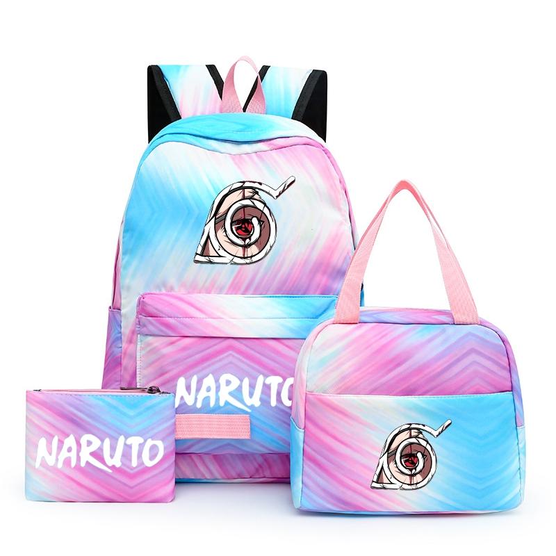 3 Stuks/set Anime Naruto Rugzak Terug Naar Schooltas met Lunchtas voor Tiener Meisje Jongen Student Boekentas Mannen Vrouwen Vrije Tijd Reistas