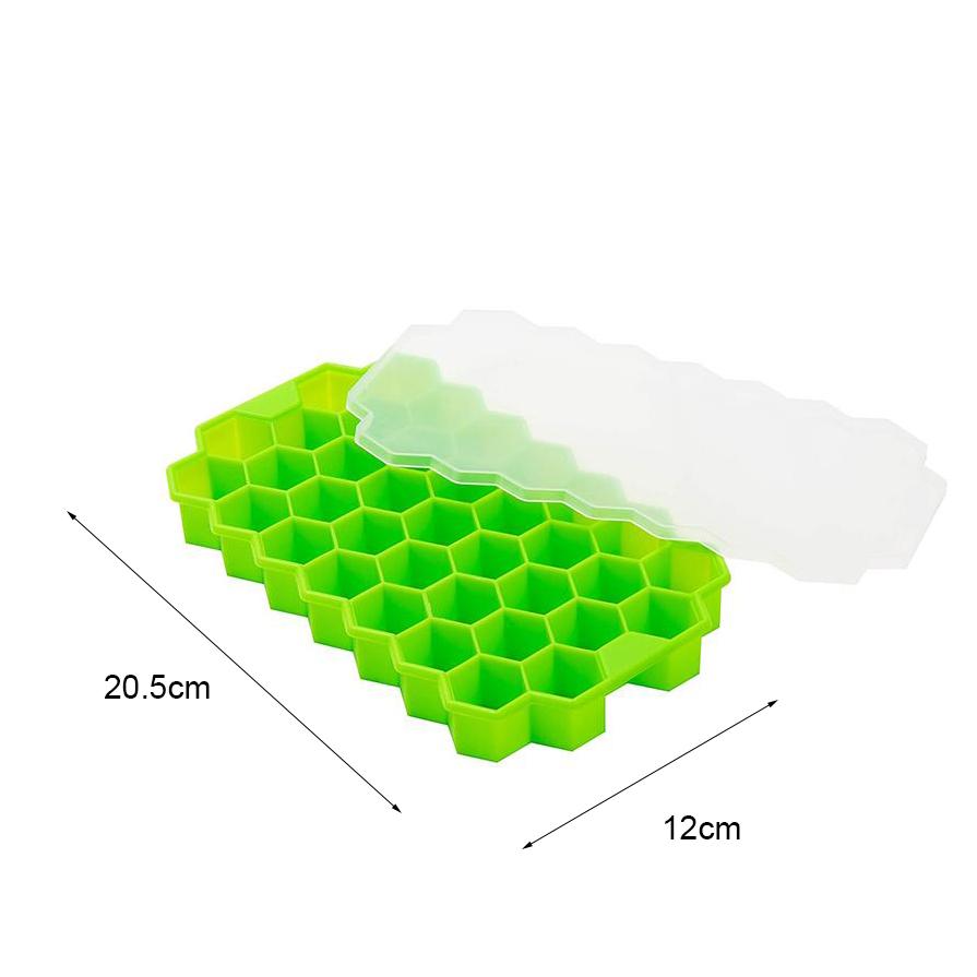 WIKHOSTAR Silicone Ice Cube Trays Honeycomb Shape Ice Cube Trays with Lids Easy-Release Stackable Ice Molds Microwave DIY Ice Molds