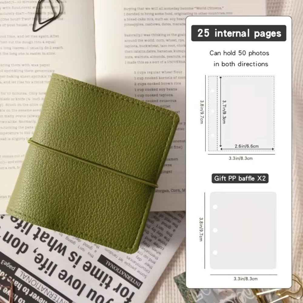 Faux Leather Mini Photo Album Transparent Pages with 3-Ring Pocket Photo Album Photo Display Card Collection 3-Inch Photo Book