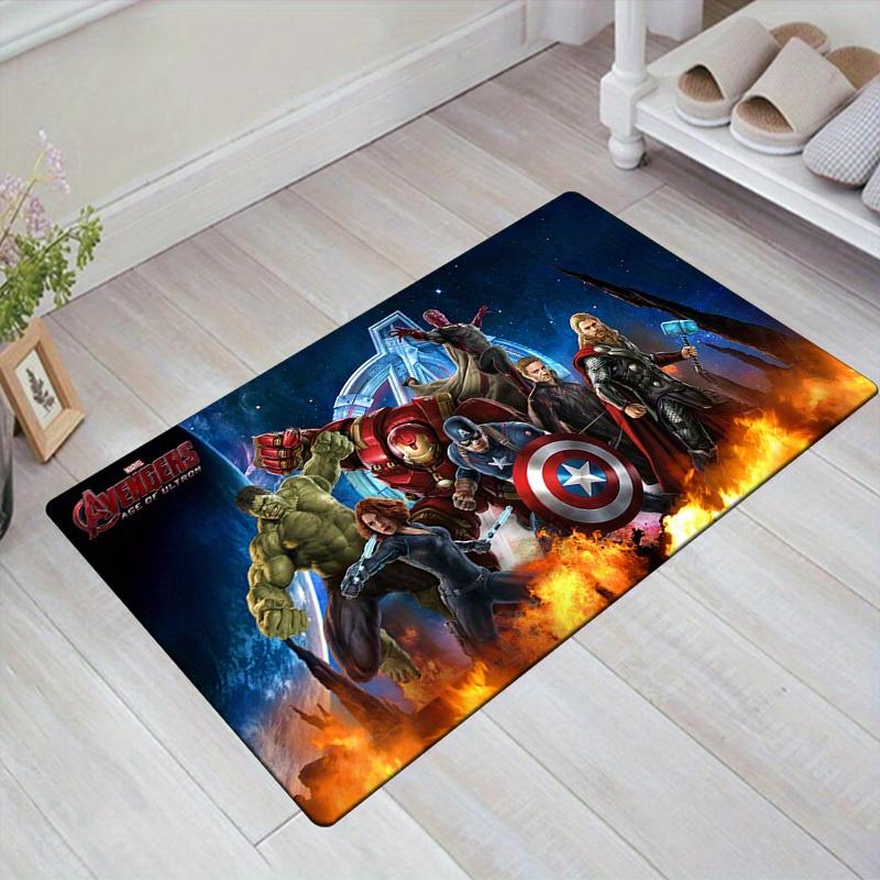 1pc Marvel Avengers Super Heroes Area Rug, Non Slip Floor Mat, Cartoon Character Design, Soft Velvet, Room Decor, Washable