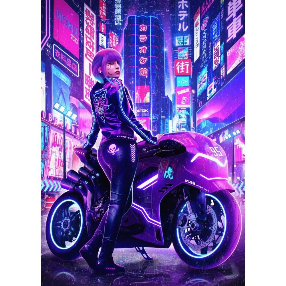 Affiche de Ville Cyberpunk Future Style Punk Paysage de Rue de Ville Nocturne Toile Image Murale pour Décoration de Salon Cuadro