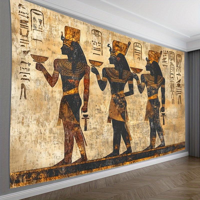 VIKAMA Ancient Egyptian Pharaoh Tapestry Hieroglyph Wall Hanging For Living Room Bedroom Guesthouse Decor Historical Fabric Art
