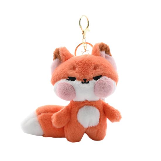 Plush Pink Cheek Fox Keychain Stuffed Animal Doll Key Ring Holder