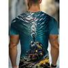 Large Men's Train Pattern 3D Printed Men's Round Neck Short Sleeved T-shirt Summer Fashion T-shirt Casual Comfortable Versatile Top