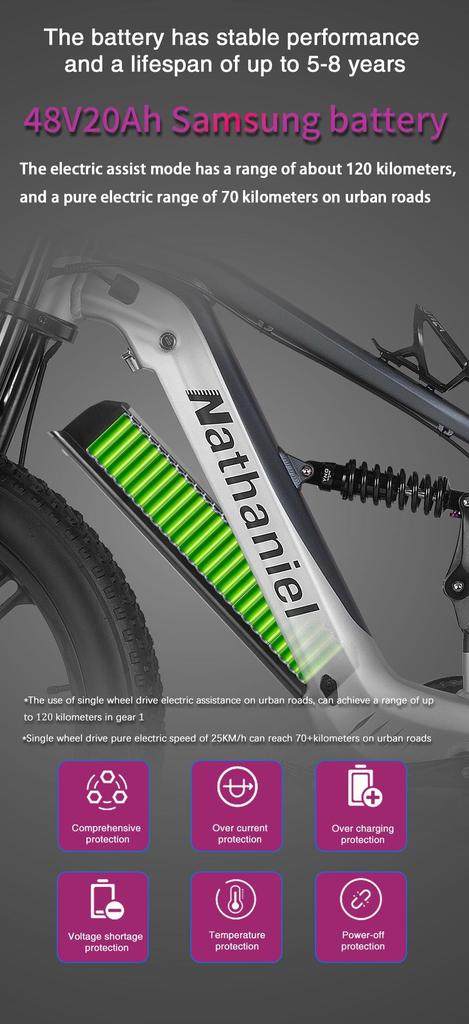2026 neues Nathaniel SYR09 2000W Doppelmotor E-Bike 48V 20Ah 26" Fat Tire 70km Reichweite EU Lager