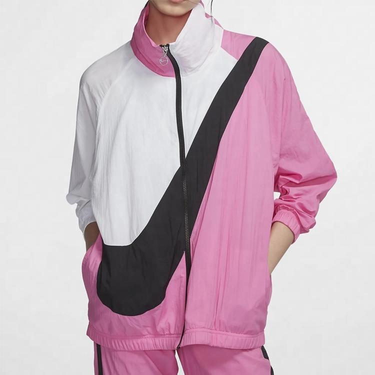 Nike Sportswear Swoosh Woven Funnel-Neck Zip Jacket Women Outerwear Pink BV3686-610