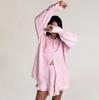 Solid Colour Crepe Cotton Pajamas Long Sleeve Shorts Ruffle Two Piece Set Homewear Ladies