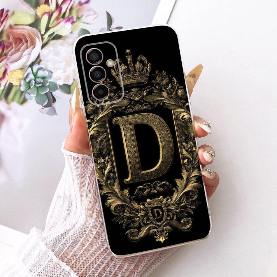 For Samsung Galaxy M23 F23 Royal Crown Initial Letter Couple Phone Case For Samsung F23 M23 5G Soft Silicone TPU Covers Bumpers