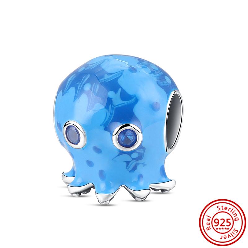 Nový Modrý Murano Glass Turtle Chobotnice Papoušek Camping Night Sky Lemon korálky Fit Charms náramek 925 Stříbrné šperky