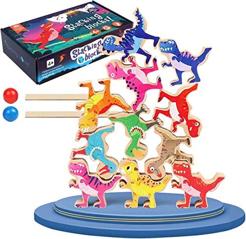 S&F Dinosaur Balance Game, Concentration, Domino Puzzle, Educational Toy, Montessori Wooden Toy